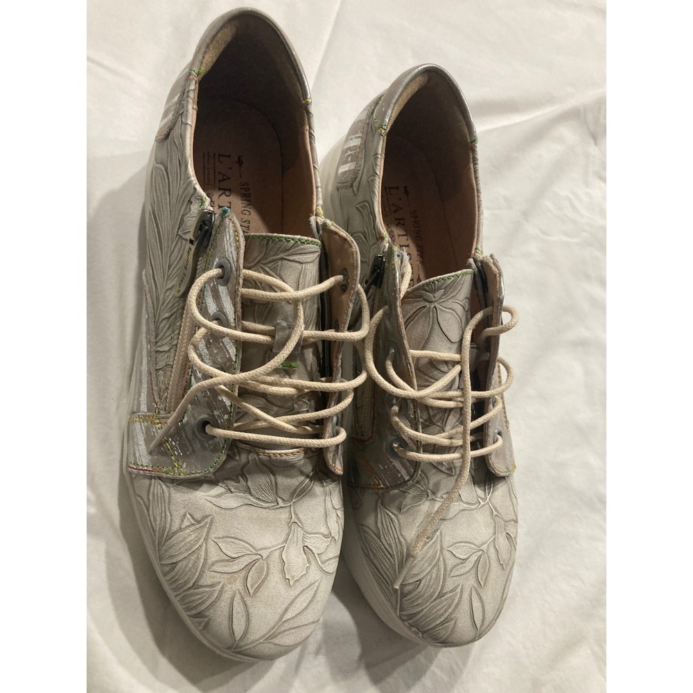 Spring Step L'Artiste Floral Embossed Leather Sneakers Boho Chunky8.5 Maximalism